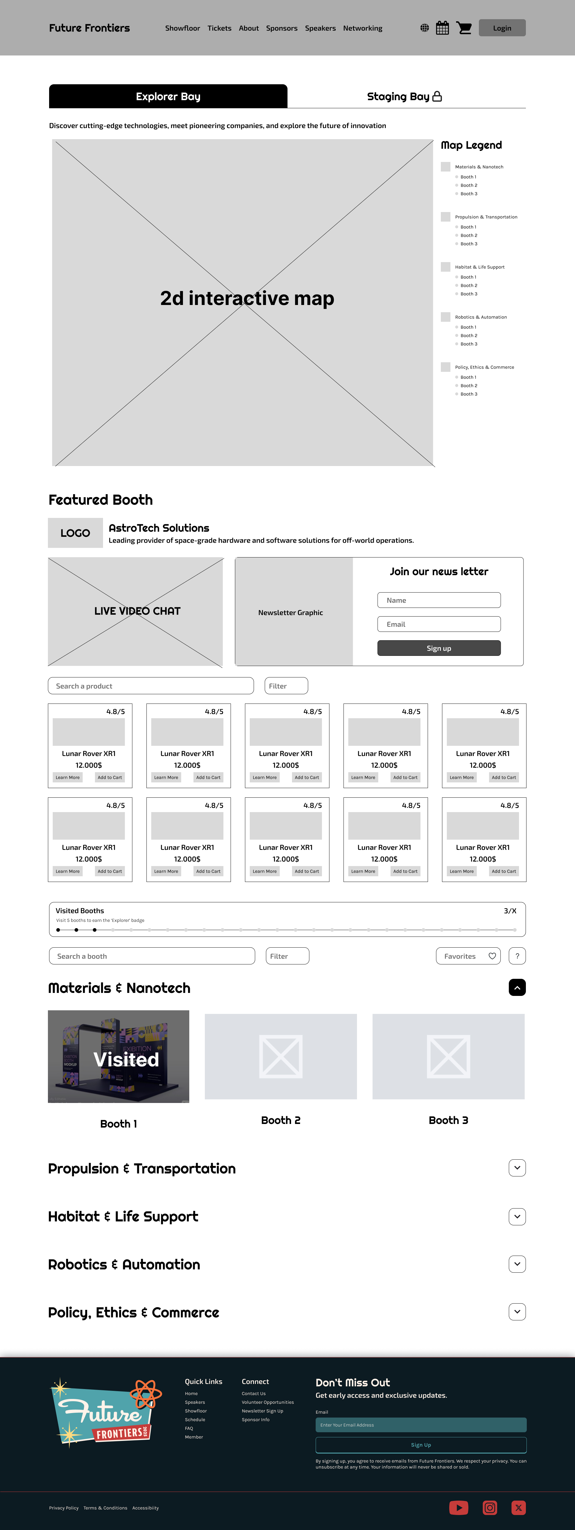 Virtual Showfloor Explorer Wireframe