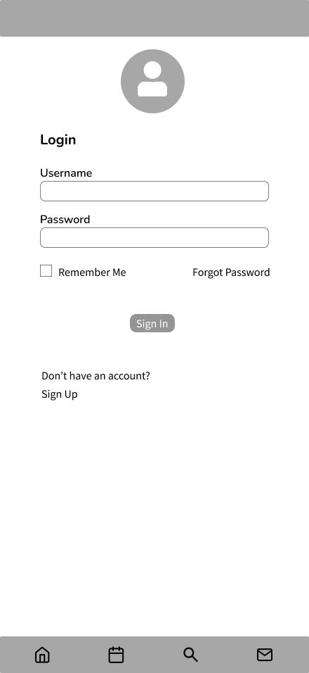 Login Wireframes